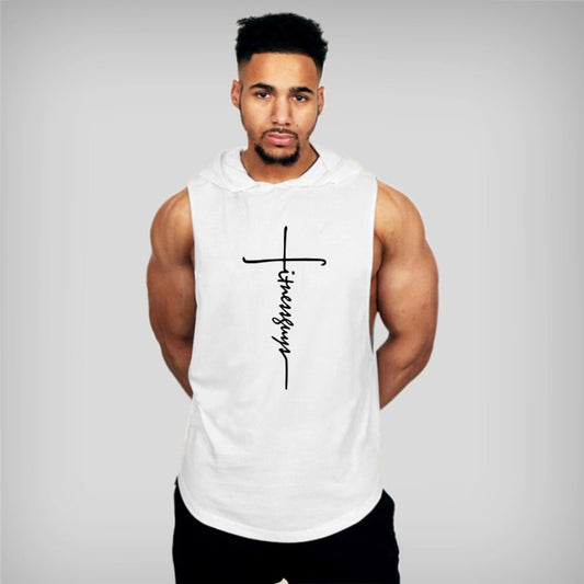Gym Fitness Loose Sleeveless Vests Street Hip Hop Basketball Hooded Tank Tops Cotton Breathable Shirt Mens Bodybuilding Hoodie