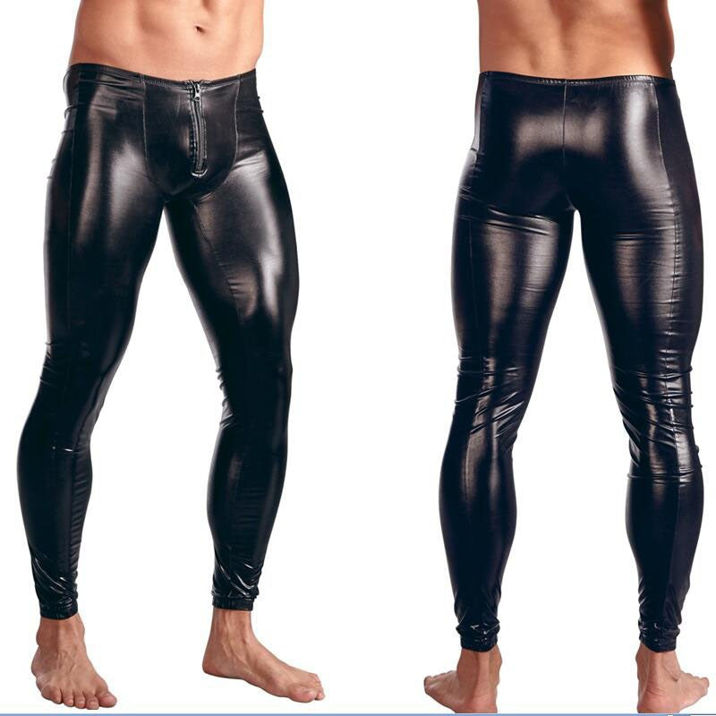 Men Pants Gothic Leggings Men's Trousers Pants Stage Performance Sexy Lingerie Men Wetlook Faux Leather PVC Gay Club Dance Wear