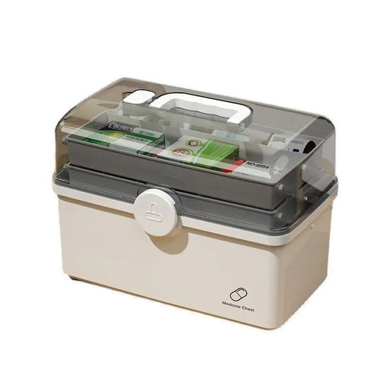 1pc White Large Capacity Medicine Box For Home Medicine Storage Multi Layer Classification Home Medicine Box