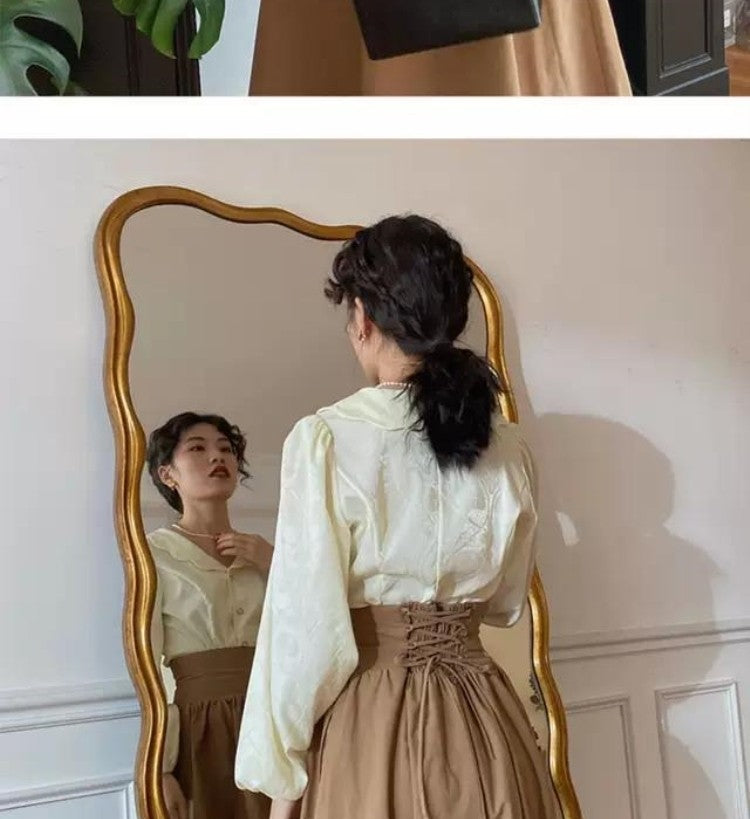 Autumn Outfit Set Women's 2023 New Court Sle Retro irt Versatile Mid-Length A-Line Skirt for Pear aped Body