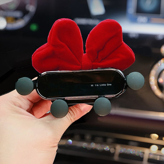Cute Cartoon Red Bow Universal Gravity Car Phone Holder GPS Stand Bracket Creative Auto Air Vent Clip Mount Mobile Phone Holder