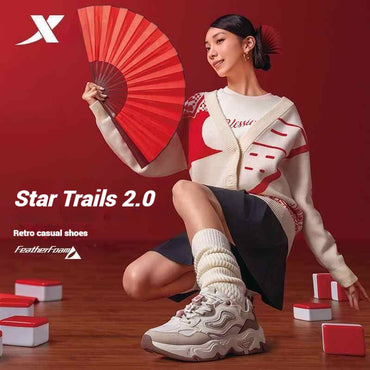 Xtep Star Trails 2.0 Women's Low Top Casual Shoes 2025 Spring Breathable Non-slip Thick Sole Leisure Sports Shoes 975118320005