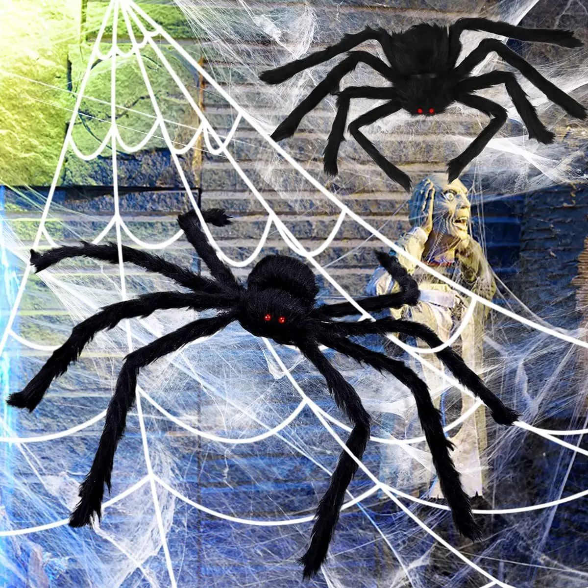 Halloween Spider Decoration Realistic Super Plush Spider Scary Indoor Home Scream Party Outdoor Garden Yard Decoration Supplies