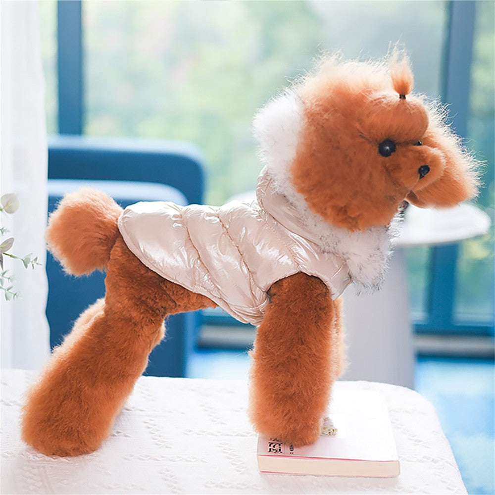 Jaqueta de Inverno para Cães Casaco de Estimação Quente de Lã para Cães Pequenos Yorkshire Shih Tzu Gola de Pelo Luxuosa Roupinhas para Filhotes