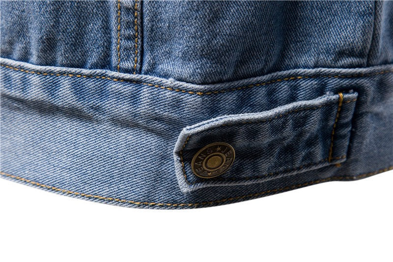 Men Denim Coat Casual Coats Turn Down Collar Full Sleeve Jackets Single Breasted Regular Pocket Button Jacket Splice Autumn