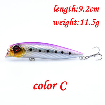 POETRYYI 1pc Isca de Pesca Artificial Popper 9cm/11g Popper de Superfície 17 Cores Isca Rígida Wobblers de Plástico Acessórios de Pesca