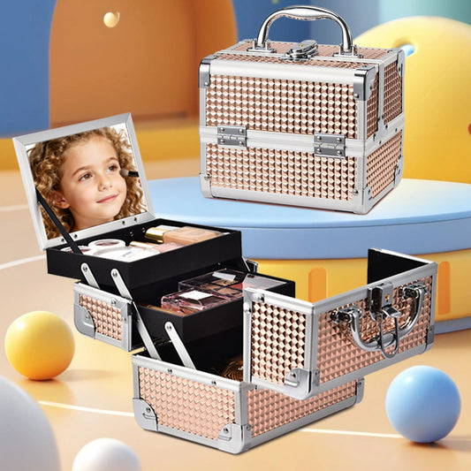 Makeup Case Train Case with Mirror Portable Makeup Box Lock Travel Cosmetic Train Cases Hard make up box organizer case Vanity
