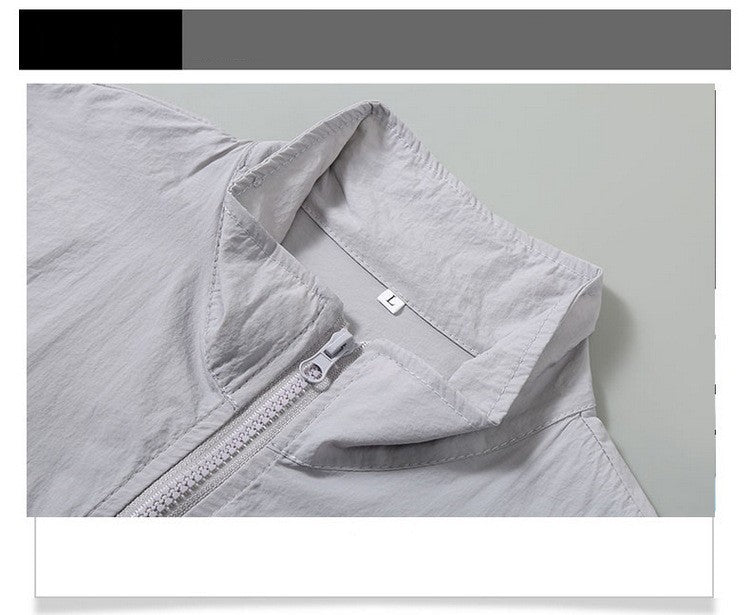 Men Teens Breathable Ultrathin Ultralight Stand Collar Quick Dry Sun-Protective Camping Hiking Jacket Skin Coat Windbreaker