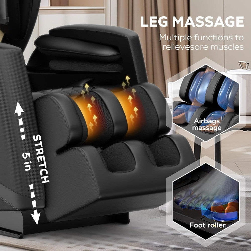 Full Body Massage Chair with Zero Gravity, Massage Chair Recliner with Heating, Airbags, Bluetooth Speaker, Foot Roller