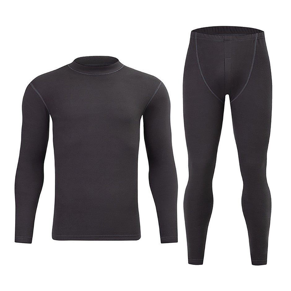 2-piece Autumn/Winter Men's Classic Fashion Basic Warm Underwear Set Loose Large Half High Collar Top T-shirt Elastic Waist Pant