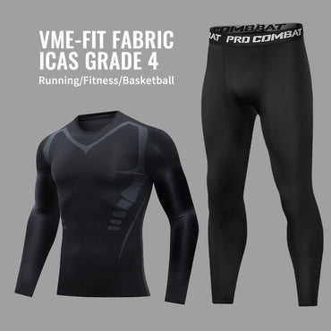 New Compression Running Sets Men Quick Dry Long Sleeve Shirt Basketball Fitness Gym Legging Male Workout Muscle Top Tracksuit