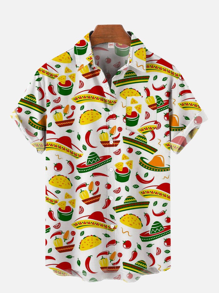 2024 Fashion Men's Hawaiian shirts Mexican Style Colorful Graffiti Art Poster Prints Short Sleeve Shirt Hawaii style clothing