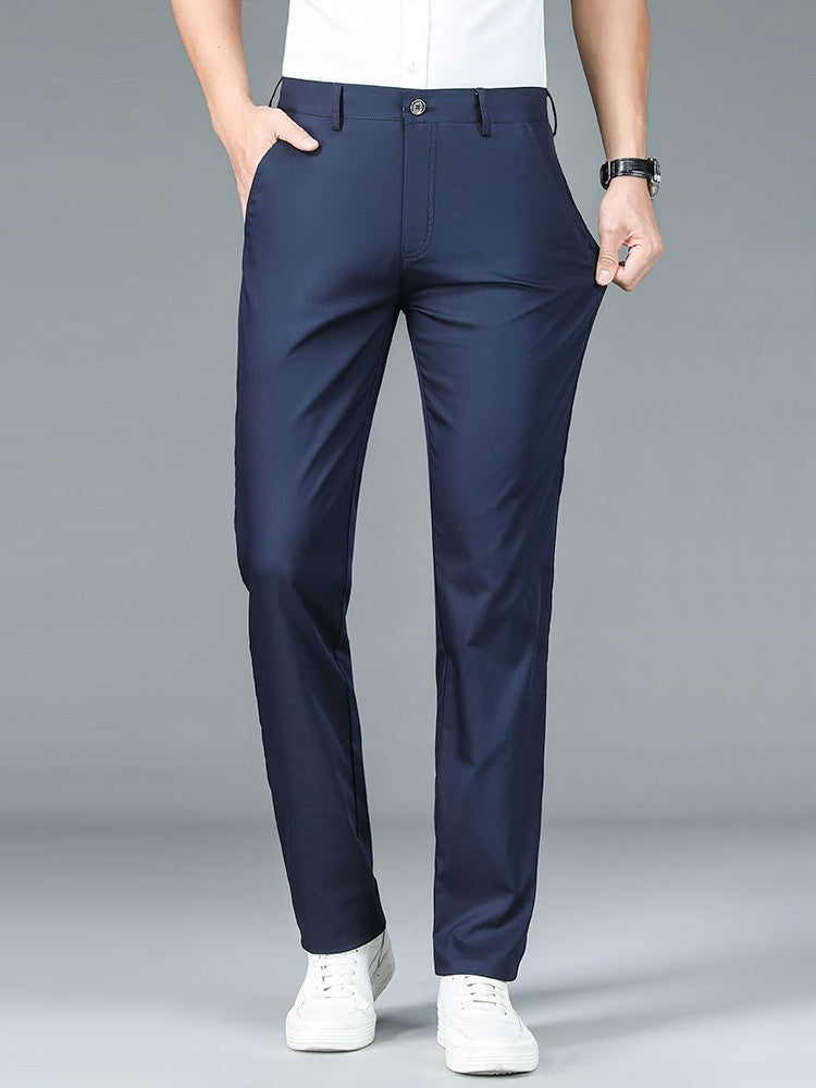 High Quality Luxury Straight Business Suit Pants Men Bamboo Fiber Designer Spring Summer Elegant Casual Long Formal Trouser Male