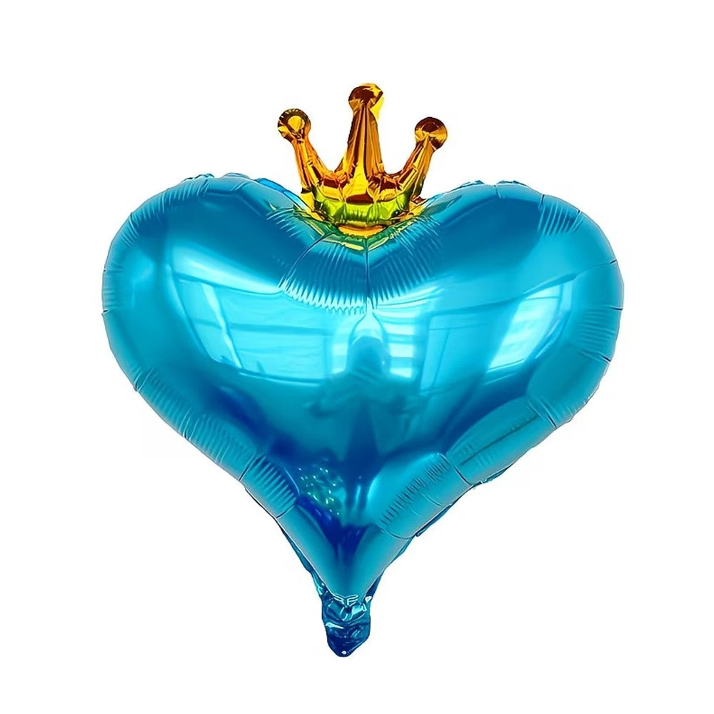 6pcs Blue Crown and Heart-Shaped Balloons, Perfect for Mother's Day, Mom's Birthday, Valentine's Day, Weddings, Engagements, Ann
