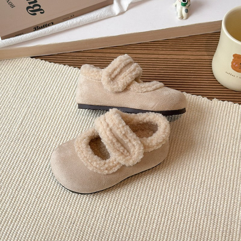 Children's Cotton Shoes 1-18 Years Old Beige Padded Thickened Boys Girls Walking Shoes Brown Soft Bottom Non-slip Kids Fur Shoes