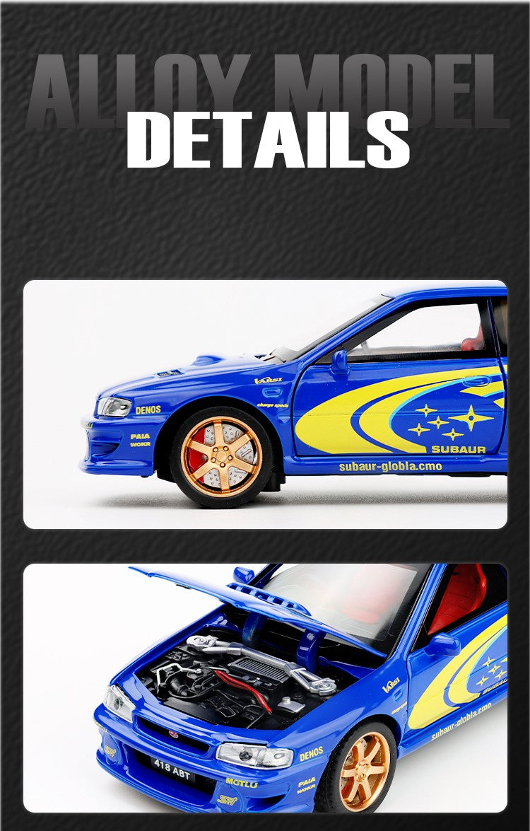 JDM 1/32 Subaru Impreza WRX STI Rally Supercar Diecast Model Alloy Metal Car Children's Toy Car Miniature Mini GT Holiday Gifts