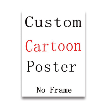 Custom Cartoon Style Your Photo Canvas Print Portrait Couple Family Pet Animal Wall Art Poster for Modern Living Room Home Decor