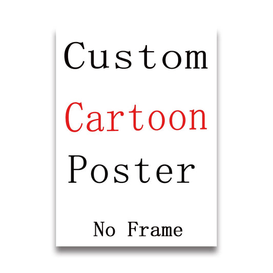 Custom Cartoon Style Your Photo Canvas Print Portrait Couple Family Pet Animal Wall Art Poster for Modern Living Room Home Decor