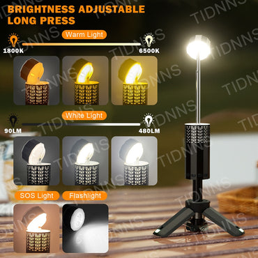 Telescopic Camping Light Rechargeable 21000mAh Portable Outdoor Camping Lantern 4 Light Modes With Tripod Storage Bag Emergency