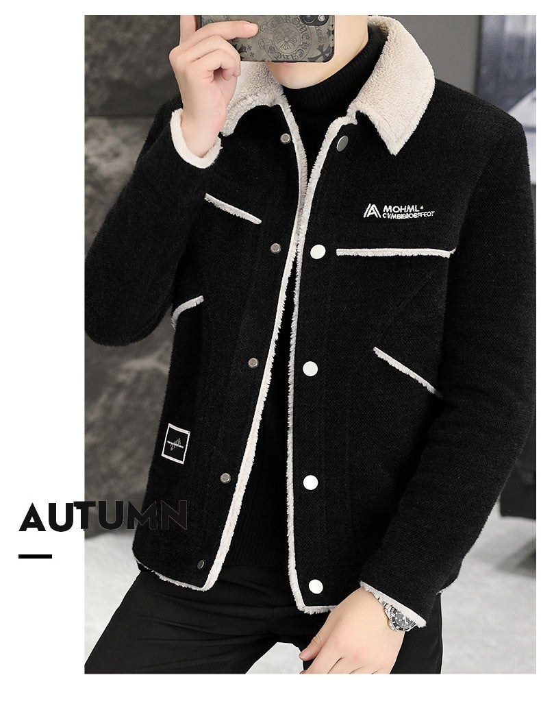 2023 Winter Men's Woolen Jacket Plus Velvet Padded Warm Trench Coat Fashion Casual Business Streetwear Overcoat Men Clothing