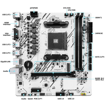 ZSUS B450 Motherboard AMD Processor Dual-channel DDR4 Memory AM4 Mainboard M.2 NVME (Supports Ryzen 5500 5600 5600G CPU)