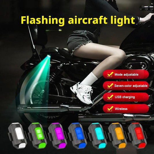 Motorcycle Flashing Lights Car RGB LED Strobe Lights 7 Colors Flash Position Wireless Light Aircraft Airplane Helicopter Warning