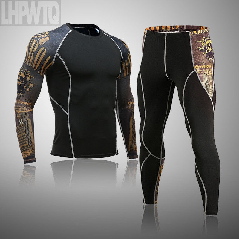 Men's Sports Suit MMA rashgard male Quick drying Sportswear Compression Clothing