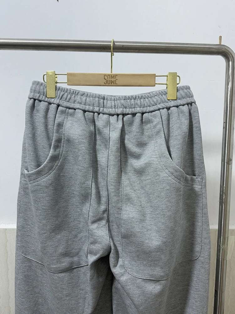 IEFB Pleated Design Men's Casual Pants Solid Color Elastic Waist Wide Leg Sweatpants Silhouette All-match Male Bottom New 9W1052