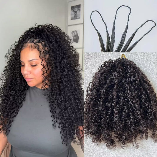 Small Spirals Curly Feather Crochet Hair Braid Human Hair Extensions Invisible Pre-Separated Knotless Pixie Curls Crochet Hair