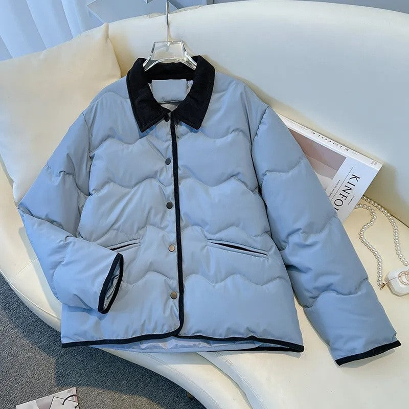 Fashion Women's Cotton Jacket 2025 New Autumn Winter Coat Parker Lightweight Warm Short Lapel Casual Outerwear Female Top