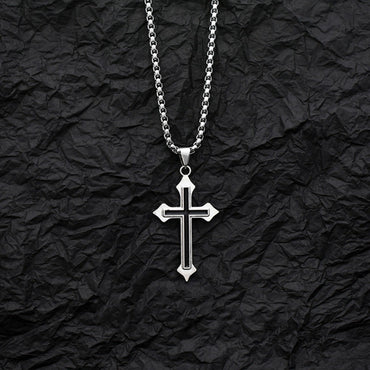 Punk Cross Pendant Necklaces, Stainless Steel Necklace Unisex, Minimalism Hip Hop Style Jewelry Accessories Chain Party