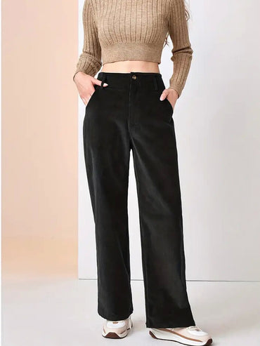 High Waisted Slimming Casual Straight Leg Solid Color Pants For Women Comfortable Straight Tube Trousers Autumn Ladies Commute