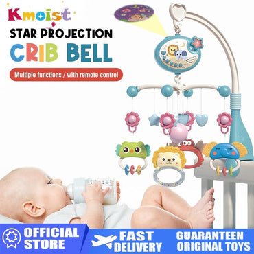Baby Musical Crib Mobile And Rattle Remote Control Function 360 Rotating Mobile Baby Toys With Projection Hanging Bell Toy Gifts