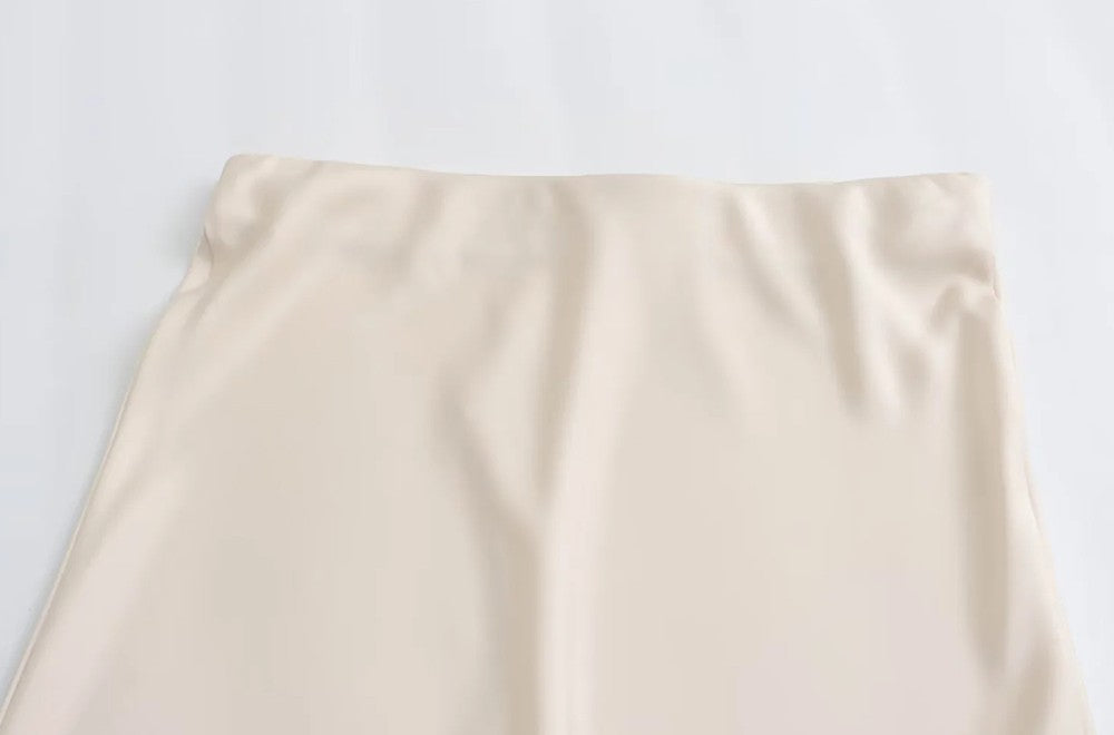 Women 2025 Satin Black Skirt Women High Waist Long Skirts for Women Summer White