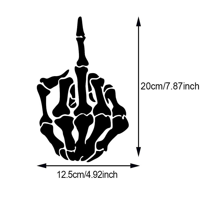 Skull Skeleton Bone Middle Finger Flipping Off Vinyl Decal Car Sticker Waterproof Auto Decors for Bumper Rear Window