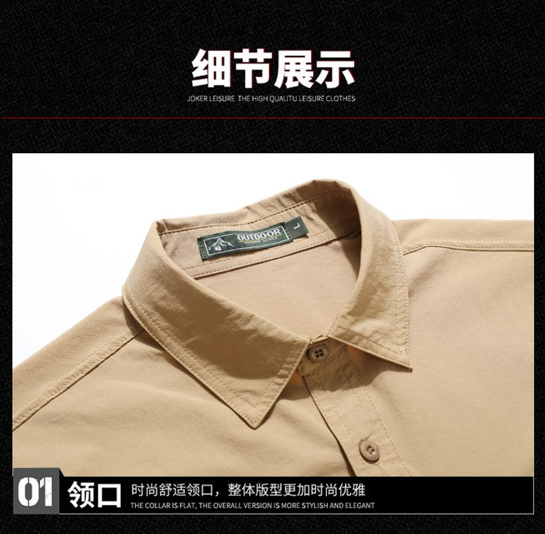 Spring Autumn Men's Shirts Tactical Work Long Sleeve Shirt Tops Outdoor Casual Multi-pocket Camp Hike Cargo Long-sleeved Shirts