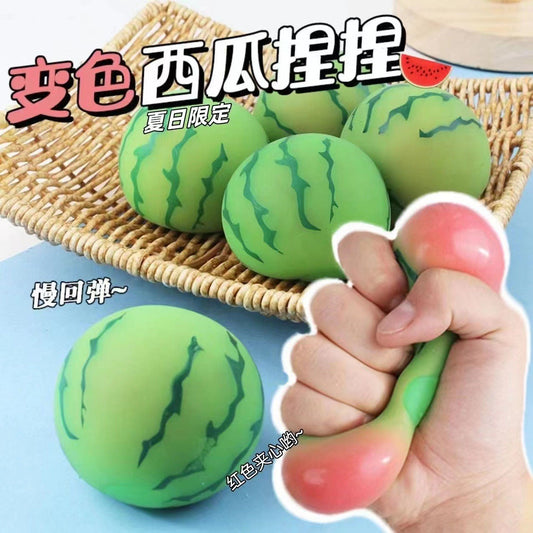 Color Changing Watermelon Squishy Fidget Toy Slow Rebound Pinch Vent Decompression Anti-Stress Toy Anxiety Relief Plaything