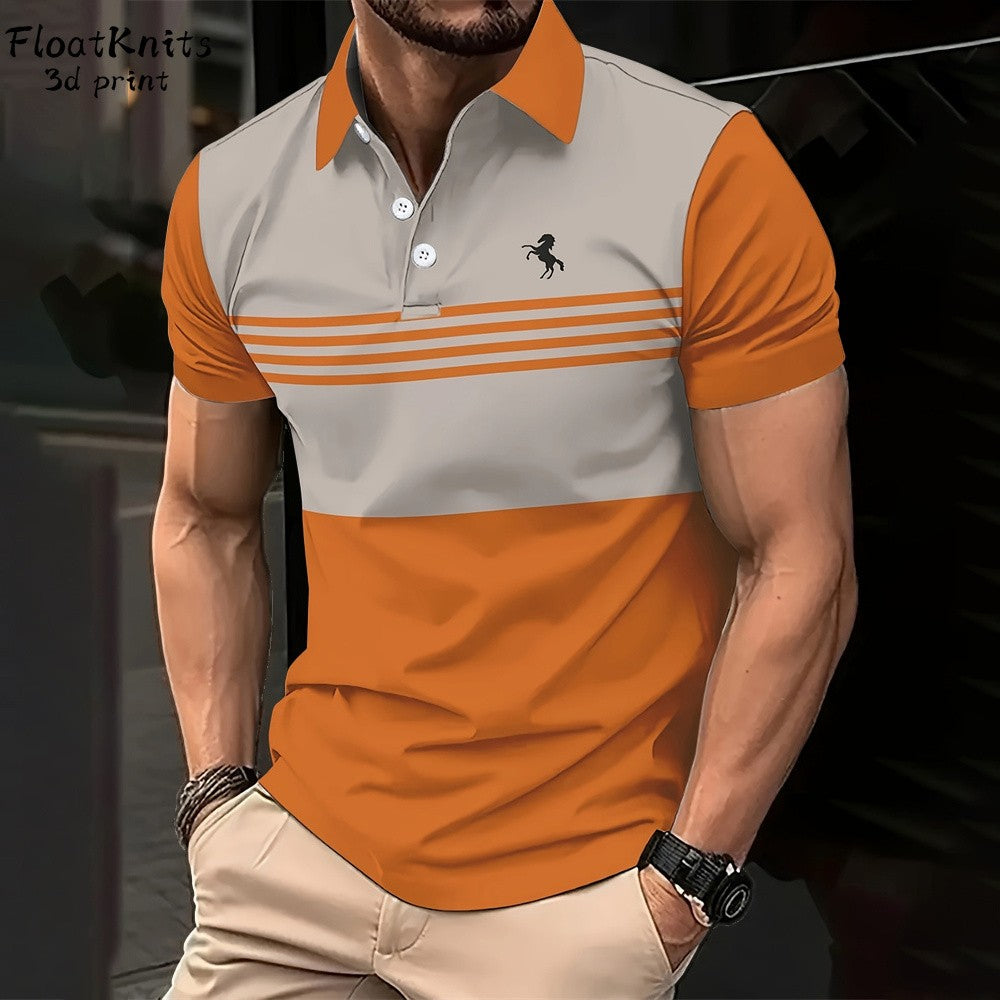 Minimalist Striped Polo Shirts for Men Business Men's Clothing Lapel Short Sleeve Tee New in Tops & Tees Summer T-Shirts for Men