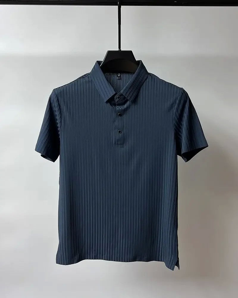 Men's Ice Silk Polo Shirt, Lapel, Hollow, Short-Sleeved, Breathable, Business Fashion T-Shirt, Men's Brand Clothing, Summer, New