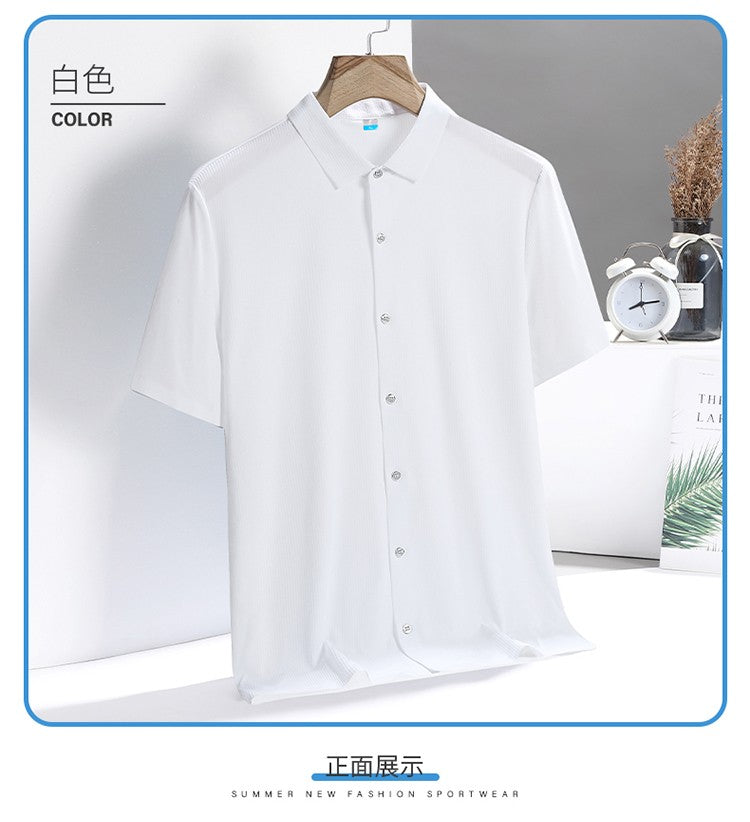 Ice Silk Shirts Man Short Sleeve Top Male Quick Dry Cool Classic Big Size 5XL 6XL 7XL 8XL Large Plus Loose Summer Social Blouse