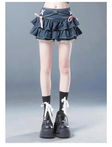 New Fashion Women Hot Girl Sweet Kawaii Bow Vintage Y2k Clothes American Streetw