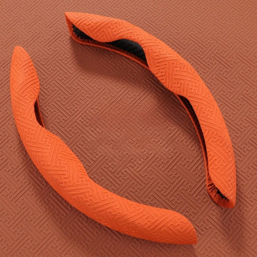 Embossed Napa leather steering wheel cover, anti-slip and sweat-absorbing handlebar cover, semi-covered protective cover