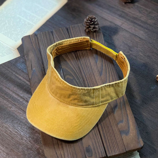 Chapéus de Sol de Verão Algodão Lavado Viseira Topo Aberto Feminino Masculino Esporte Viagem Chapéu de Praia Cor Sólida Protetor Solar Anti Uv Viseira Bonés de Golfe