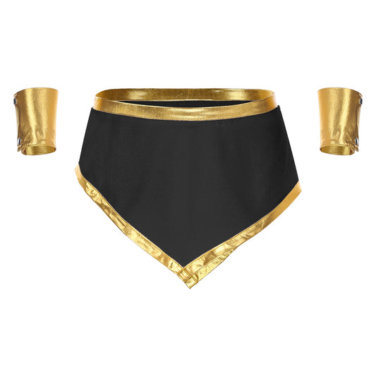 Men Roman Gladiator Costume Ancient Greek God Caesar Mini Skirt with Cuffs Halloween Theme Party Cosplay Outfits Fancy Dress Up