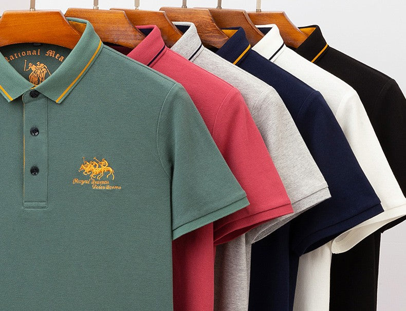 Summer New Embroidered Cotton Short Sleeved Polo Shirt for Men's Fashion, Casual, Comfortable, and Breathable T-shirt Top