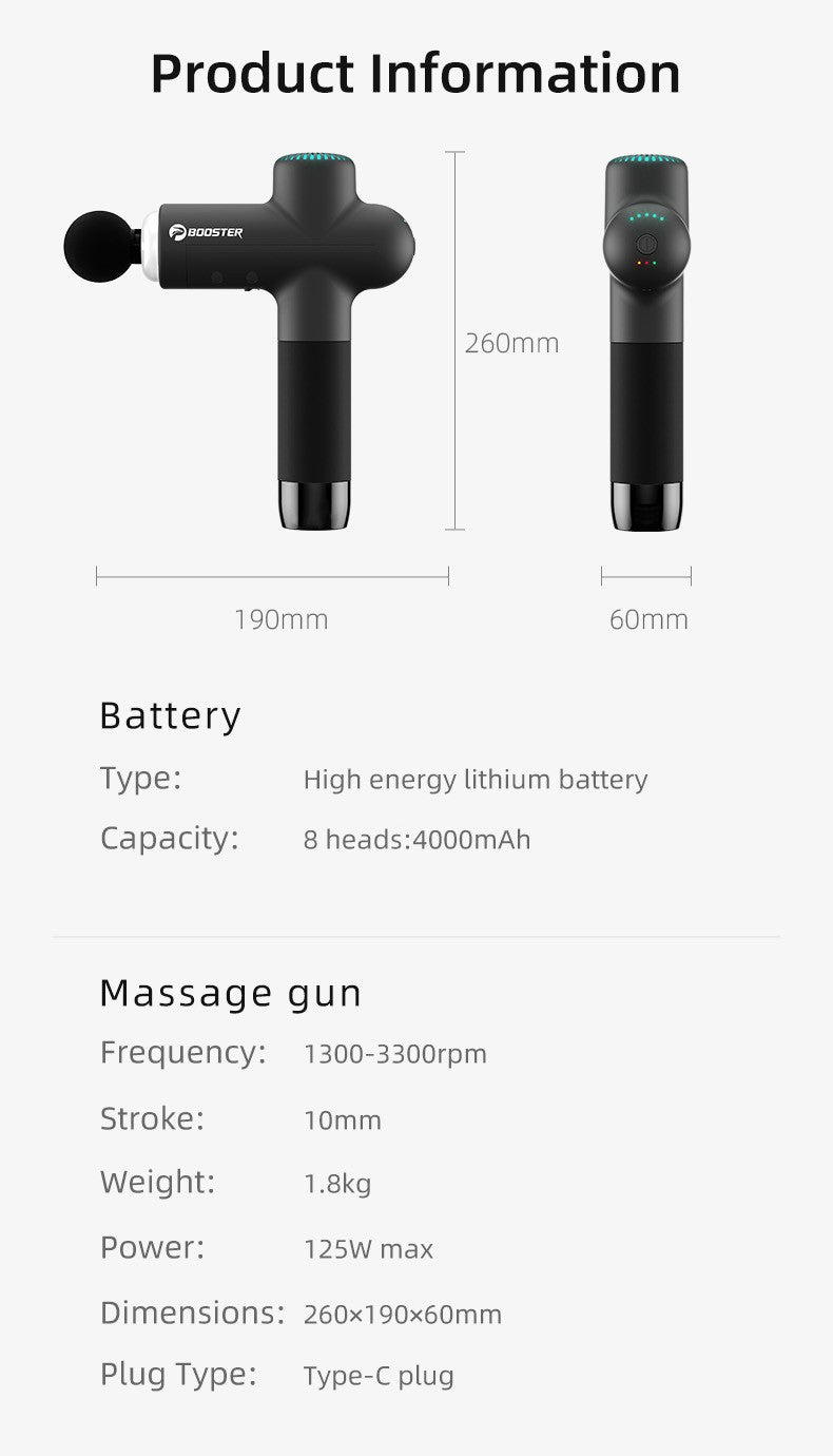 Booster Massage Gun Electric Neck Massager 7.4V Smart Hit Fascia Gun for Body Massage Relaxation Fitness Electric Muscle Massag
