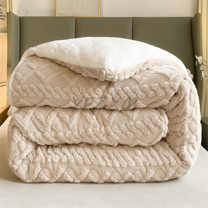 Manta de Cama Grossa de Inverno Quente de Alta Qualidade Cordeiro Artificial Caxemira Cobertores Pesados Edredom de Inverno Mais Grosso e Quente