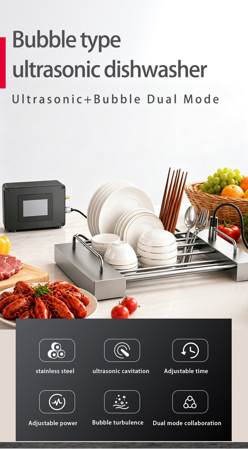 Dual Drive Ultrasonic Dishwasher Bubble Rinse Home Small Automatic Rinse Intelligent Dishwashing and Vegetable Washing Machine