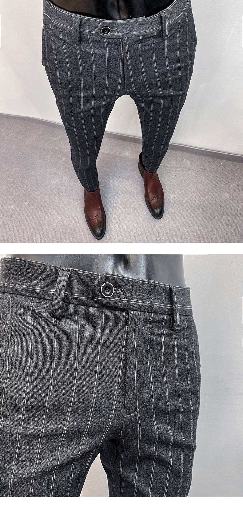 Men Suit Pants Formal Trousers Pantalone Hombre Stretch Slim Solid Color Casual Dress Full Length Pants Fashion New Men Clothing