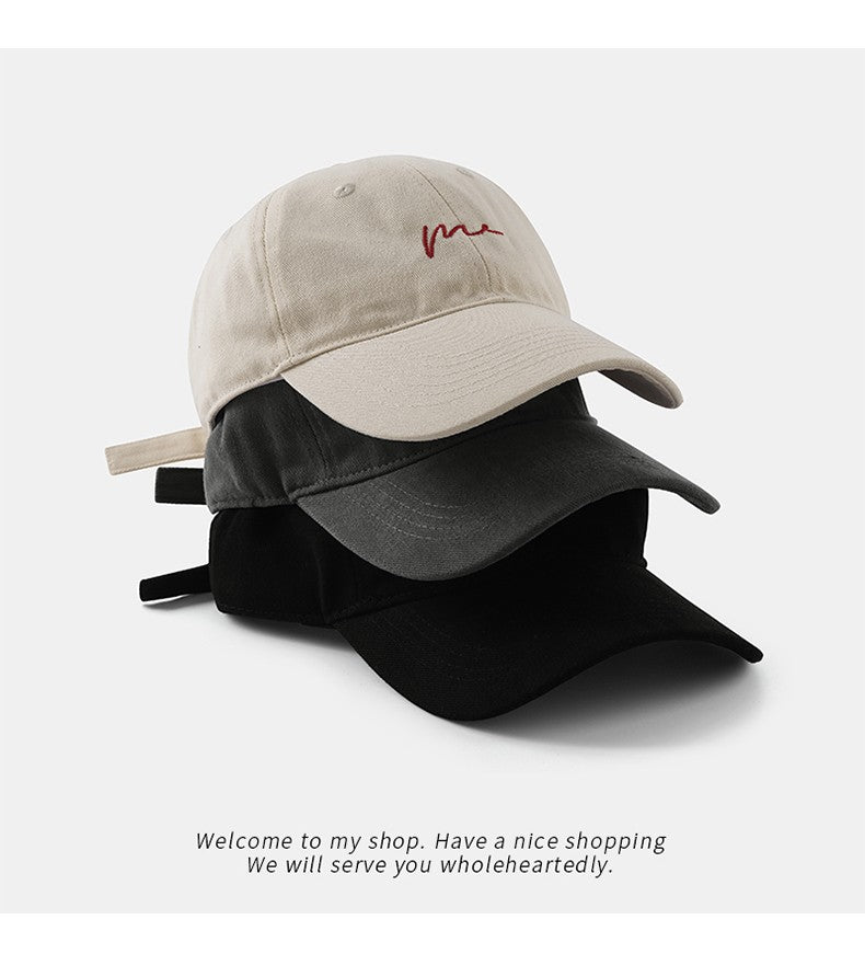 Retro Retro Embroidered Baseball Hat New Big Headed Duck Tongue Hat Letter Fashion Sunshade Hat Women's Adjustable Sports Hat